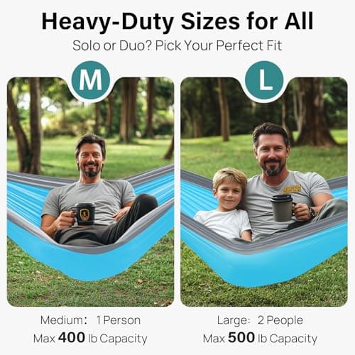 Kootek Camping Hammock 400 lbs Capacity, Portable Hammocks with Tree Straps & Attached Carry Bag, Camping Essentials Gear, Perfect for Outside Indoor Hiking Beach Backpack Travel