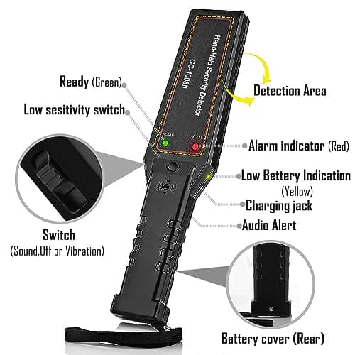 Hand Held Metal Detector,V·RESOURCING Portable High Sensitivity Metal Detector with Low Sensitivity Switch,for Security Inspection,Detecting Electronic Product, Metal Object