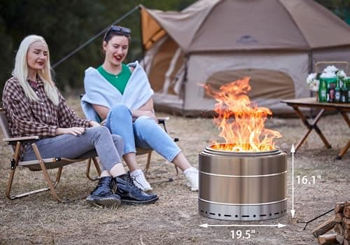 Smokeless Fire Pit Outdoor Wood Burning Portable Firepit Stainless Steel for Backyard Patio Garden Picnic Camping Bonfire(19 Inch)