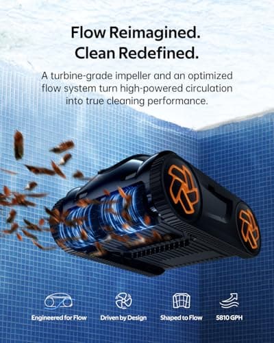 Pool Cleaner K60, 6H Runtime Cordless Robotic Pool Vacuum, Touch Screen, Smart Navigation, Cleans Floor, Walls, Waterline, Ideal for Above & In-Ground Pools, Self-Parking
