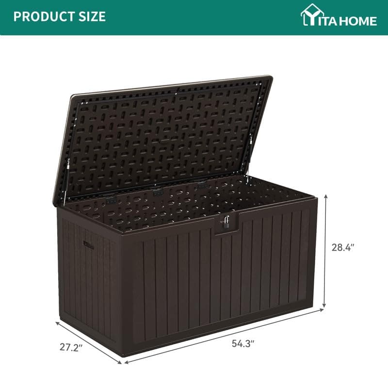 YITAHOME XL 150 Gallon Large Deck Box,Outdoor Storage for Patio Furniture Cushions,Garden Tools,Waterproof,Lockable (Black)