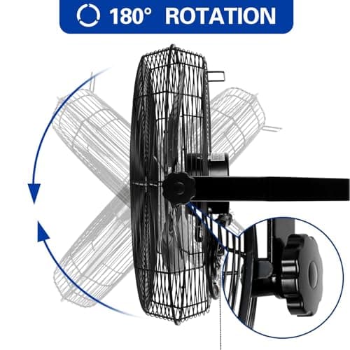 BILT HARD 4300 CFM 18 in. Industrial Wall Mount Fan, 3-Speeds High Velocity Wall Fan with Sealed Motor, Heavy Duty Metal Barn Fans for Garage, Commercial, Greenhouse, Warehouse, Shop Use