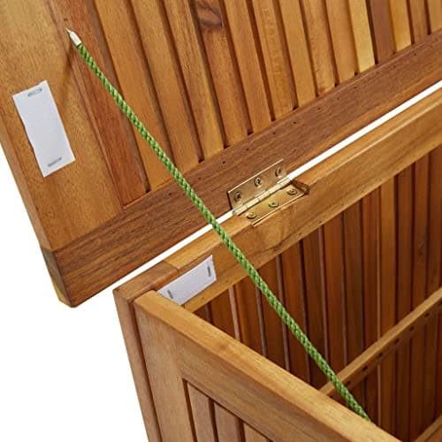 vidaXL Outdoor Storage Box, Deck Box with Lid, Storage Chest with Water-Resistant Bag Inside, 23.6''x19.7''x22.8'', Solid Acacia Wood