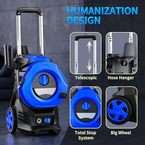 Electric Pressure Washer 4800 PSI 3.5 GPM, 2000W High Pressure Power Washer with 4 Nozzles & Foam Cannon, Portable Cleaner for Car, Driveway, Patio, Fence, Outdoor Cleaning