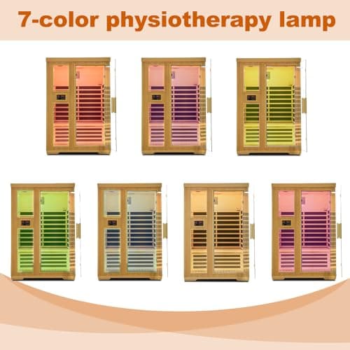 2-Person Infrared Sauna, Indoor Home Sauna Room Hemlock Wood Sauna Low EMF Far Infrared Heating with Tempered Glass Door Bluetooth Speakers, Chromotherapy Lights for Family（110V, 1850W）Truck delivery