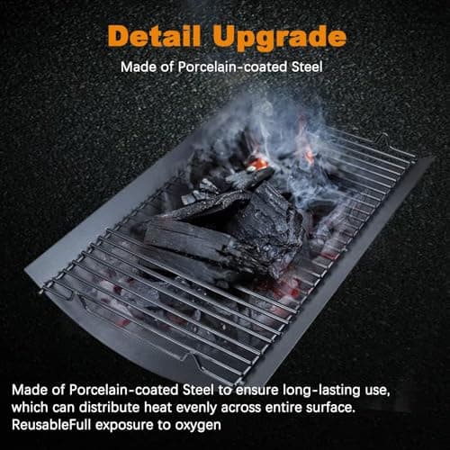 Uniflasy 20 Inches Ash Pan/Ash Grate for Chargriller 5050, 5072, 5650, 2123, 2223, 2823 Charcoal Grills, Char-Griller Model 200157, Chargriller Replacement Part with 2pcs Fire Grate Hanger
