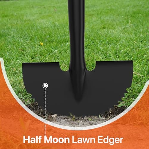 Manual Edger Lawn Tool, 41-inch Lawn Edger with Saw Tooth Blade, Half Moon Hand Edger with Metal Shaft, T-Grip Handle, Heavy Duty Garden Edger Tool for Sidewalk, Grass, Yard, Landscape