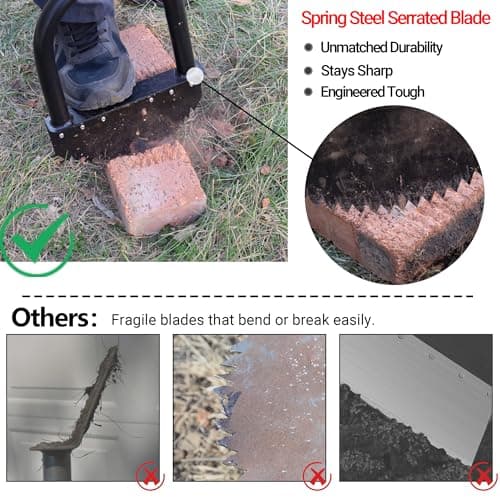 Edger Lawn Tool 41in Border Edger with Spring Steel Blade Long Rubber Handle Wide Footplate Rustproof Manganese Steel Half Moon Edger for Garden Maintenance