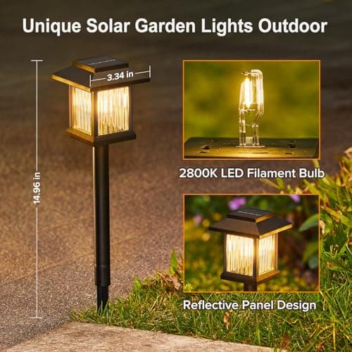 KOOPER 10 Pack Solar Pathway Lights Outdoor, Unique Solar Garden Lights Outdoor Waterproof, Bright Walkway Llights UP to 10 Hours of Lighting Decorative for Landscape Path Driveway Lawn Patio Yard