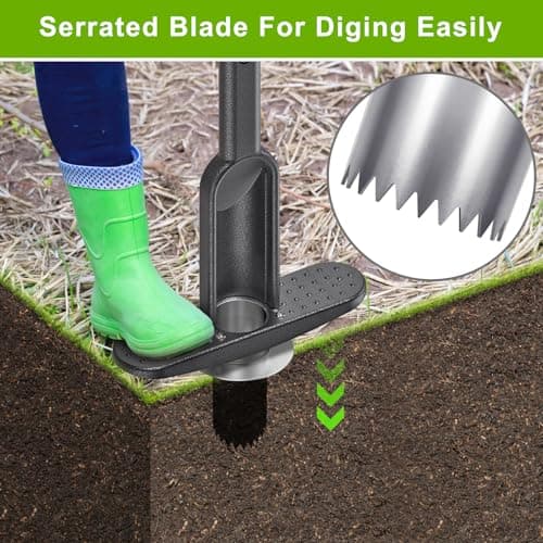 Dolibest Bulb Planter Tool w/Soft Grip, Grass Plugger Tool w/Stainless Steel Sharp Serrations, Depth Adjust Pre-Assembled Sod Plugger w/Centre Auto Dump Design for Lawn Planting Bulbs and Grass Repair