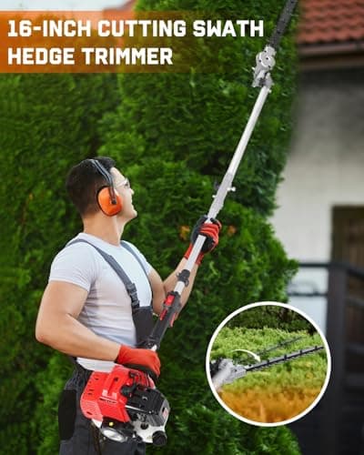 5-in-1 Weed Wacker Gas Powered – 52CC 2-Stroke String Trimmer/Edger, Pole Saw, Hedge Trimmer and Brush Cutter Blade with Extension Pole – Gas Powered Yard Tool for Landscaping (GC5080)