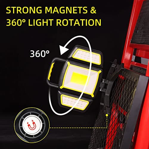 Yzoni Magnetic Light, Portable LED Work Light with 5 Light Modes, Magnetic Base Rechargeable Battery Operated COB Flashlight, Hold to Dim Flood Light for Car Repairing, Camping