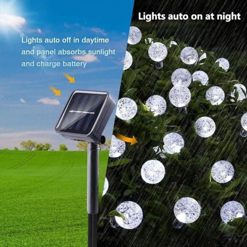 Toodour Solar String Lights Outdoor, 56ft 100 LED Globe String Lights with 8 Modes, Waterproof Solar Powered Patio Lights for Garden, Lawn, Gazebo, Porch, Yard, Wedding, Party Decor - Cool White