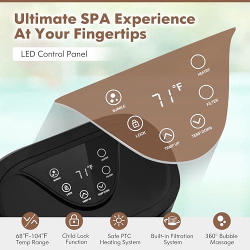 GYMAX Hot Tub, 4 to 6 Person Inflatable Portable Hot Tub with 120 Soothing Bubble Air Jets, Insulated Lockable Cover, Floor Mat & LED Touch Control, Outdoor Blow Up Spa Tub for Backyard, Patio