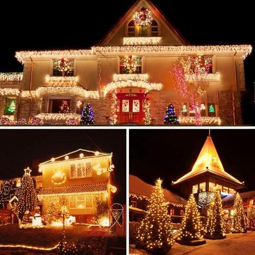 Solar Christmas Lights Outdoor, Upgraded 212FT 640LED with Remote,19 Modes Waterproof Solar String Lights for Outside Garden Home Christmas Decorations (Warm White)