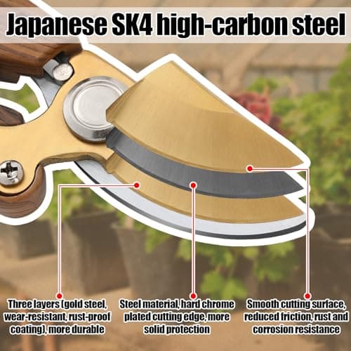 Lothee Japanese Gardening Scissors Made in Japan, Carbon Steel Flower Pruning Shears Heavy-duty Gardening Scissors, for Pruning Plants