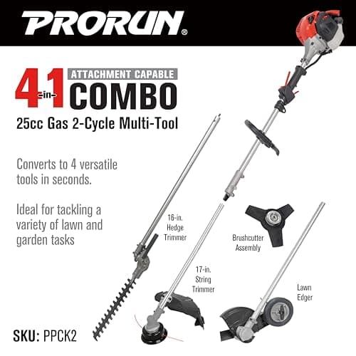 4 in 1 Combo Unit (PPCK2) 25.4cc Gas-Powered 2-Cycle Attachment Capable Powerhead