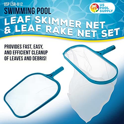U.S. Pool Supply Professional Swimming Pool Leaf Skimmer Net and Leaf Rake Net Set - Cleans Out Debris Fast, Pool Maintenance - Clean Pool Liners, Spas, Ponds and Kids Inflatable Pool