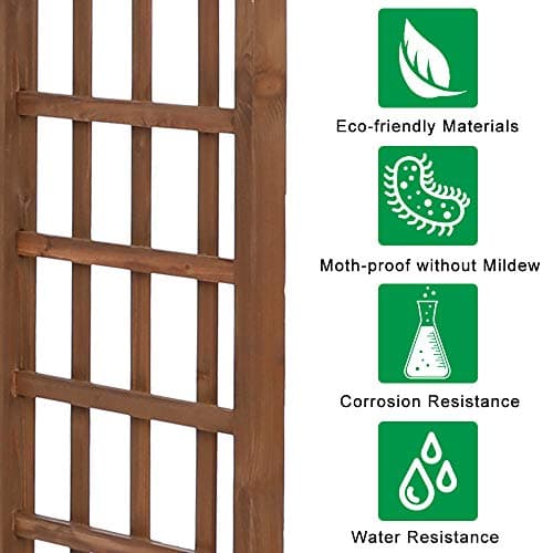 Outvita 7 Ft Wooden Garden Arbor Arch, Fir Wood Arbour Trellis, Pergola Archway for Wedding Ceremony Decoration Pergola Plant Climbing Rose Vines Lawn Courtyard Patio Dark Brown