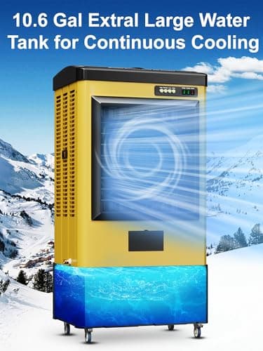 4800 CFM Swamp Cooler Air Conditioner, 41" Evaporative Air Cooler with 10.6 Gal Water Tank, 3 Speeds, 120°Oscillation, 3 Ice Packs, Outdoor Air Conditioner for Garage, Patio, Yard, Factory