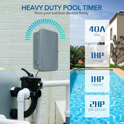 BN-LINK Pool Pump Timer, Outdoor Mechanical Timer Box, Heavy Duty 24 Hour Programmable, 2HP 40A Max, 120, 240, 277 VAC, for Pool Pump, Water Heater, Fans, SPA, ETL Listed