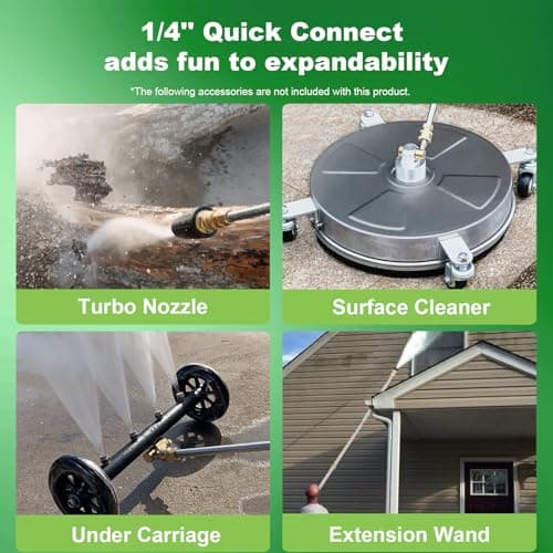 Electric Pressure Washer, 5000PSI 4.0GPM Heavy Duty Power Washer with 33 FT Extension Hose, 4 Quick Connect Nozzles and Foam Cannon for Cars/Fences/Driveways/Patios/Home Cleaning, Green
