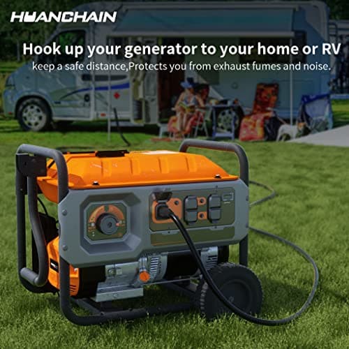 huanchain 3 Prong 30 Amp Generator Cord 10 Feet Heavy Duty,NEMA L5-30P/L5-30R 10 Gauge 125V SJTW Black Lock Generator Extension Cord Waterproof, ETL Listed