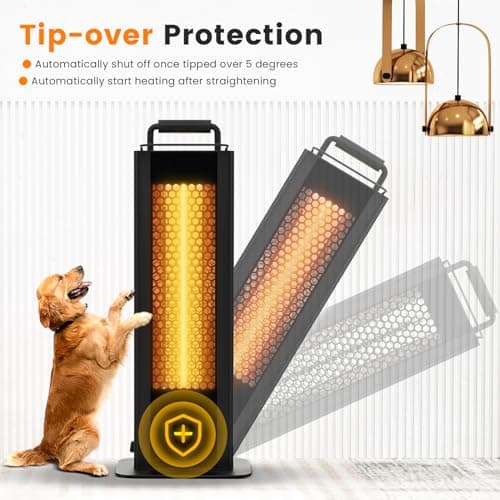 COSTWAY Outdoor Patio Heater, 1200W Freestanding Double-Sided Electric Infrared Heater w/Tip-Over Protection & Silent Heating, IP65 Waterproof Portable Heaters with Handle for Outdoor Patio Porch