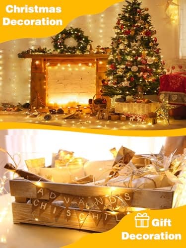 4 Pack 60 LED Fairy Lights Battery Operated with Timer, 20FT Waterproof Twinkle Lights Indoor Outdoor, Cuttable String Lights for Bedroom, Wedding, DIY, Centerpiece, Christmas Decorations (Warm White)