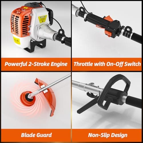 36cc 2-Stroke Weed Eater Gas Powered,3 in 1 Gas Brush Cutter,Gas String Trimmer and Gas Weed Wacker Trimmer for Weeds and Grass