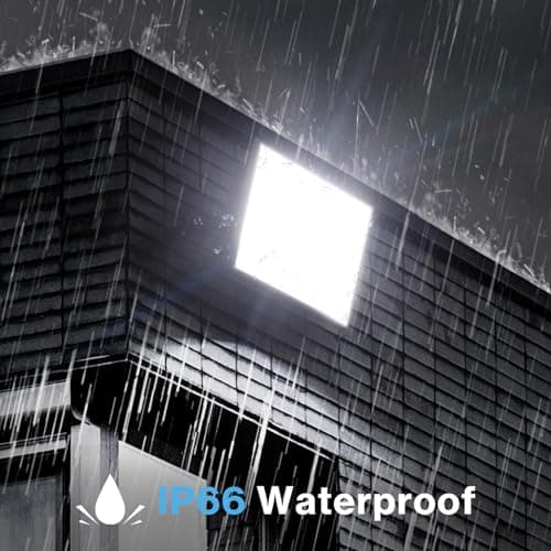 Olafus 2 Pack 150W LED Flood Light Outdoor, 13500LM Super Bright Work Lights Plug in, 6500K, IP66 Waterproof Exterior Floodlight for Stadium Yard Barn