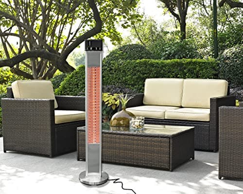 EnerG+ Infrared Electric Outdoor Heater Freestanding with Remote,Silver