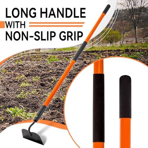 Garden Hoe Tool, 58 Inches Hoe Garden Tool with Fiberglass Long Handle, Heavy Duty Garden Hoe for Weeding
