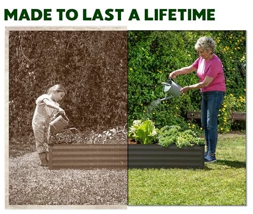 Galvanized Raised Garden Beds Outdoor // 6×3×1 ft Planter Raised Beds for Gardening, Vegetables, Flowers // Large Metal Garden Box // Patented Tool-Free Design (Dark Gray)