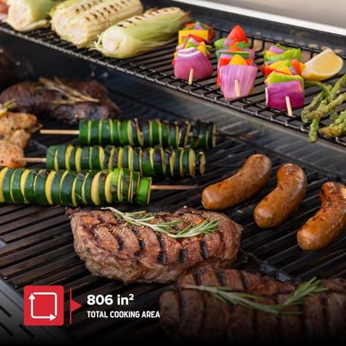 Nexgrill Deluxe 6-Burner Propane Gas Grill with Ceramic Searing Side Burner, Stainless Steel Frame, Rotisserie Kit, 60,000 BTUs Output, BBQ Grill Perfect for Outdoor Gatherings - 720-0896X