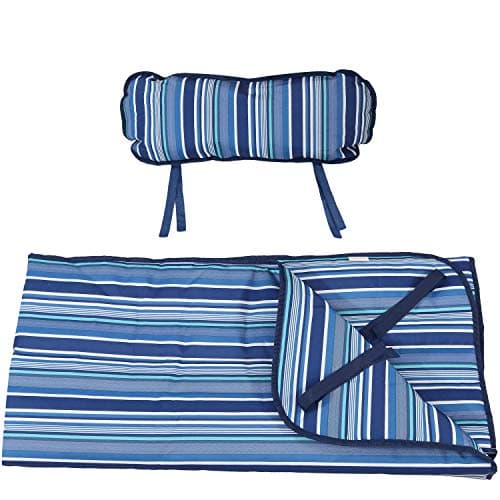 Sunnydaze Polyester Quilted Hammock Pad and Pillow Set - Weather-Resistant - Breakwater Stripe