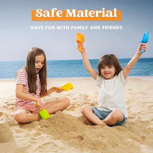 Sloosh Beach Sand Shovels for Kids - 4 Packs Shovels Colorful Scoops Travel Sand Toys for Toddlers Kids Outdoor Digging Play, Heavy Duty Plastic Garden Planting Shovels Spades Sets Sandbox Toys