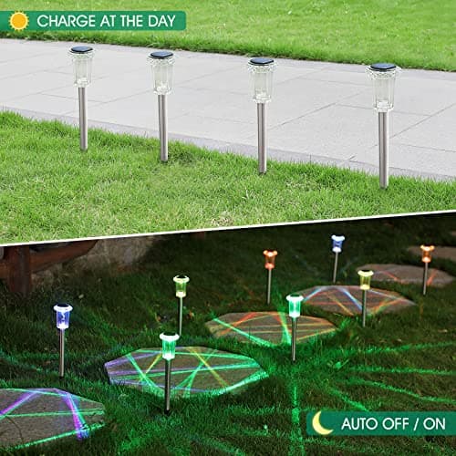 Solar Outdoor Lights, 10 Pack Solar Pathway Lights Outdoor Waterproof, Stake Lighting for Garden Yard Path Walkway Driveway Patio Lawn Decor,Color Changing