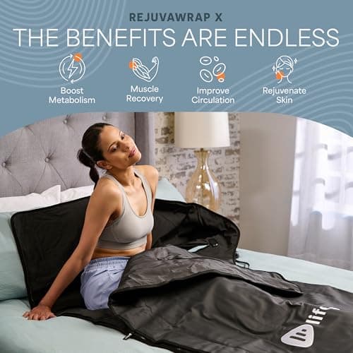 LifePro Infrared Sauna Blanket for Detox & Relaxation – Portable Far Infrared at Home Sauna for Detox, Muscle Tension Release, and Recovery – RejuvaWrap Series with Adjustable Heat Settings