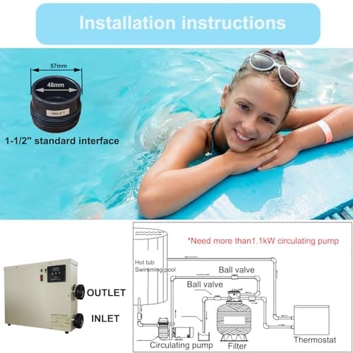 Pool Heater-11KW 220V Upgrade Thermostat Electric Swimming Pool Heater,Digital Touch Display Energy Efficient Pool Water Heater for Spas, Bathtubs and Above Ground in-Ground Pools. (Upgrade 220 11KW)