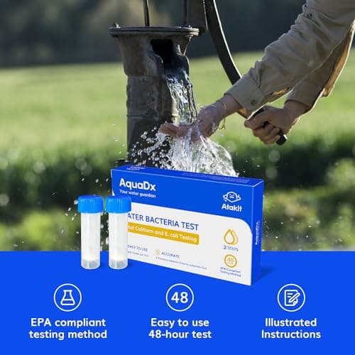 AquaDx 2 Pcs Water Bacteria Test Kit Total Coliform and E.coli Testing for Home Water Drinking Water Pool Pond Ground Well Water – Water Quality Test Kit Easy to Use