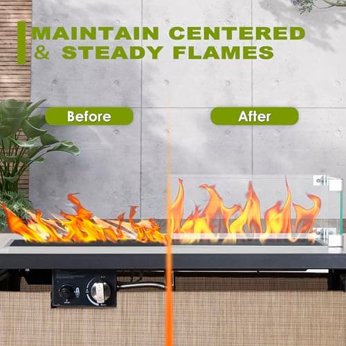 Nuu Garden Fire Pit Wind Guard for Rectangular Fire Pit Table 29'' x 10'' x 6" Sturdy and Durable Flame Protective Transparent Tempered Glass Guard with Aluminum Alloy Corner Bracket