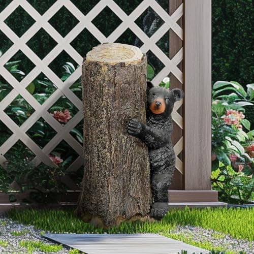 SKYFIRE Outdoor Garden Statues - 11.4”x 13.3”x 21.6“ Black Bear Tree Hugger Outdoor Sculpture for Home Decor, Concrete Lawn Ornament Decorations for Garden, Yard, Decor, House, Office Decor