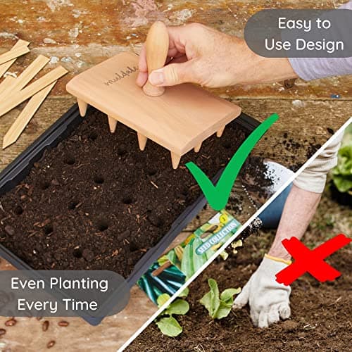 Muldale Multi Seed Dibber Garden Tool - Seedling Spacing Tool with Handle - Plant Dibber Yard - Seed Spacer - Made in England - Dibbler Gardening Accessory