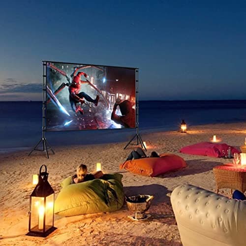 Projector Screen and Stand,Towond 120 inch Outdoor Projection Screen, Portable 16:9 4K HD Rear Front Movie Screen with Carry Bag Wrinkle-Free Design for Home Theater Backyard Cinema