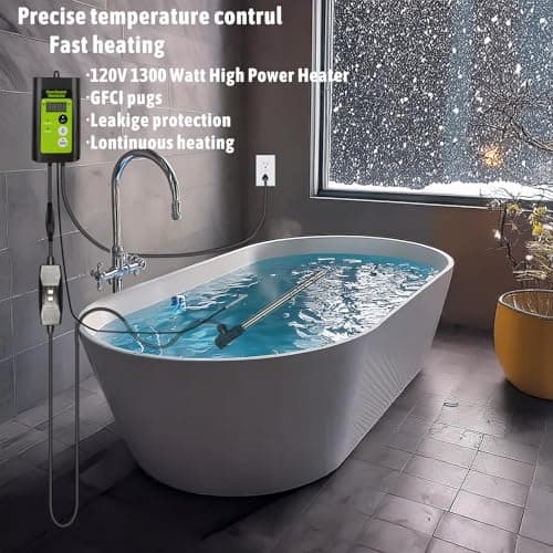 1300W Submersible Hot Tub & Pool Portable immersion Water Heater with Temperature Control and GFCI Leakage Protection for Swimming Pools, Bathtubs, Buckets, Baptistries, and Most Liquids