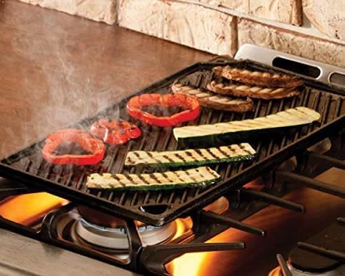 Lodge LDP3 Cast Iron Rectangular Reversible Grill/Griddle, 9.5-inch x 16.75-inch, Black