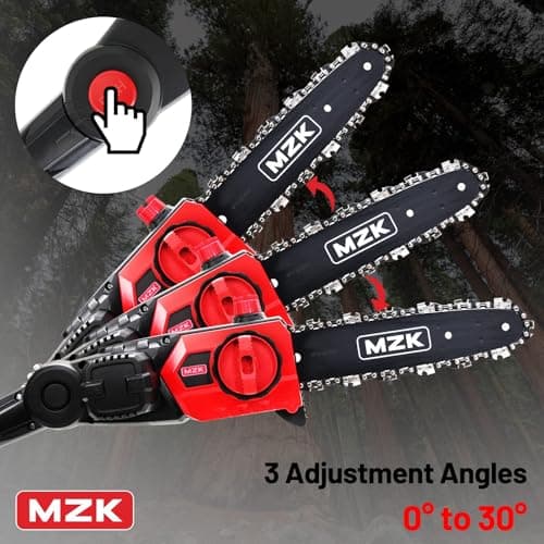 MZK 8'' Cordless Pole Saw, 4AH Battery Powered Pole Saws, 13-Foot Reach Chain Saw for Tree Trimming with Oiling System, 20V Electric Pole Chainsaw, Multi-Angle Head(Battery and Fast Charger Included)