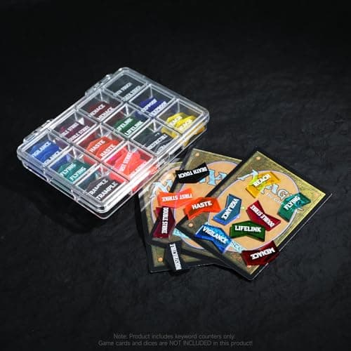 SIXPOINTS 60 Pieces MTG Keyword Counters -Set of Color Coded MTG Tokens & Box Set Compatible with Magic The Gathering, TCG, Card Games Accessories (MTG Keyword Counters)