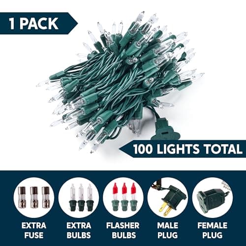 Joiedomi Clear Christmas String Lights Indoor,100 Count Mini Warm White Fairy Light,21.5FT Lighting Decor for Patio Dorm Classroom Bedroom Holiday Wedding Party Garland Birthday Festival,Green Wire